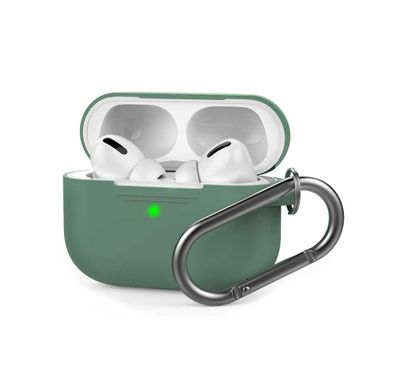 جراب سلسلة مفاتيح سيليكون بغطاء كامل من AhaStyle لهاتف Airpods Pro - أخضر داكن