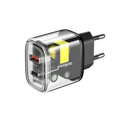 بورودو شاحن مزدوج وشفاف وسريع USB-C PD وUSB-A QC EU