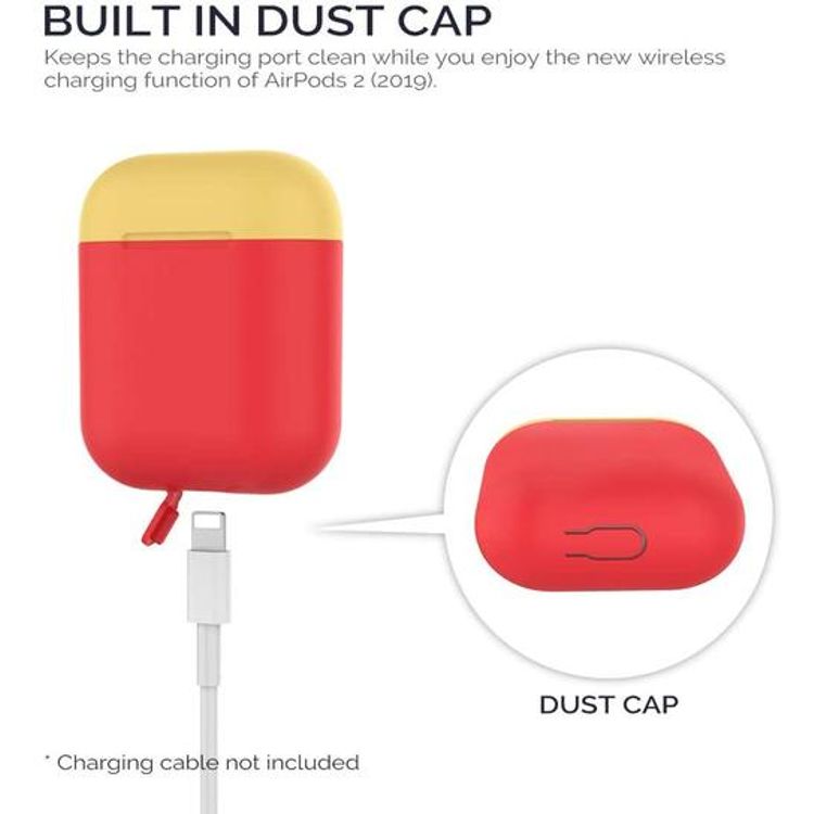 AhaStyle Keychain Version Two Toned Silicone Case with Anti-Lost Ring Compatible for AirPods 1/2 Generation, Scratch Resistant, Drop Resistant