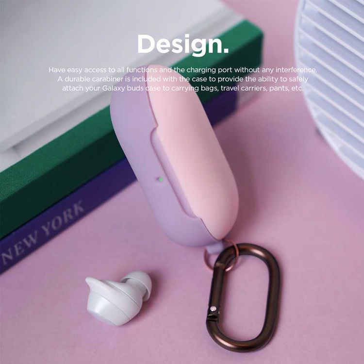 Elago Galaxy Buds Silicone Hang Case, Full Protection, Supports Wireless Charging, Anti-Slip Gel Pad, Durable Carabiner, Shockproof