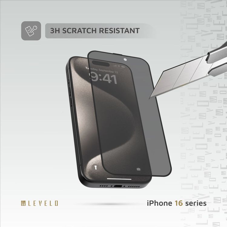 واقي شاشة خصوصية من ليفيلو 3D Resin Glue لجهاز iPhone 16 Plus، مضاد لبصمات الأصابع، مع طلاء أوليوفوبك، تصميم مقاوم للانفجار، مضاد للخدوش، مانع للفقاعات الهوائية، طرد تلقائي للهواء، مقاوم للماء - أسود