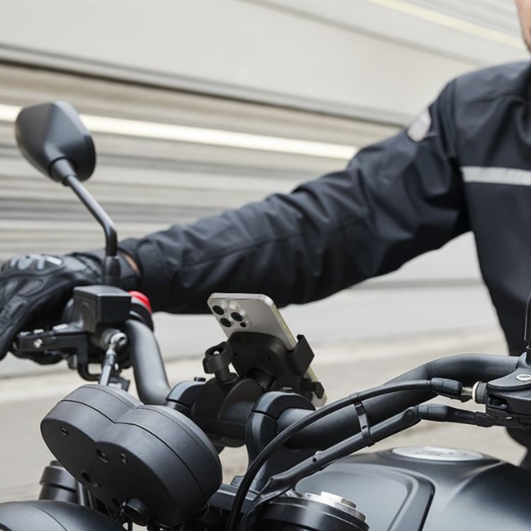 Green Lion Ride Mount Bike Phone Holder with Quick-Release Button, Adjustable Viewing Angle, Compatible with 4.7-6.8" Devices, 15-40mm Mount Clamping Range, Non-Slip Grip - Black