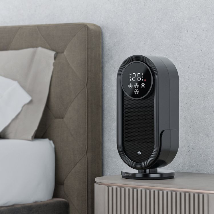 Green Lion Heater Lite with Remote Control, 1500W Rated Power, 3-Second Rapid Heating, 10m² Room Coverage, Timer Function, Safety Child Lock - Black