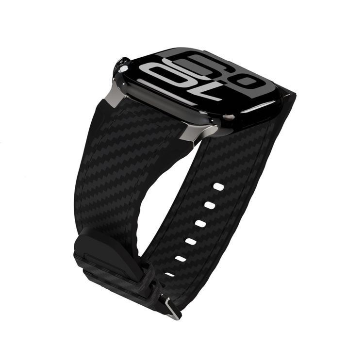 Toray Smartwatch Silicone & Leather Strap with Breathable Dual-Layer Build, Quick Strap Setup, Silicone + Carbon-Finish Leather Material, Sweat & Water Resistant, Designed for Apple Watch 11/10/9/8/7 Series – Black