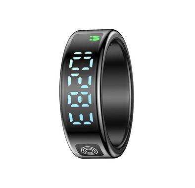 Porodo FitSync Smart Ring with Digital Display with Touch Scroll Function in Small Size 7, Up to 4 Days Active Use Time, 96KB Ram & 128KB ROM, Camera Gesture Control, Activity Tracking & 128 Sport Modes - Black