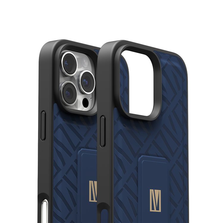 كفر حماية ليفيلو مورفيكس كويرو بمسند لهاتف آيفون 16 برو، قبضة مدمجة، سهل التركيب، زوايا مقاومة للصدمات - أزرق