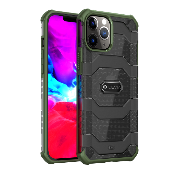 Devia Vanguard Shockproof TPU+PC Case Compatible for iPhone 12 / 12 Pro (6.1") Dual Protection for Camera Screen - 3m Drop Resistant Anti-Impact & Anti-Fall Back Cover - Green