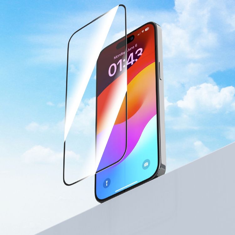 Devia iPhone 15 Plus For Star Series Full Screen Entire View Tempered Glass - Black
