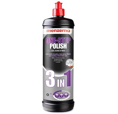 Menzerna 3 in 1 One Step Polish - Medium Cut Polish, High-Gloss Finish, and Seal in One, Silicone Free, 1000ml - Black