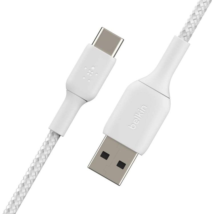 USB-A to USB-C Cable Belkin CAB002bt1MWH Braided Cable USB-A to USB-C 1M - White