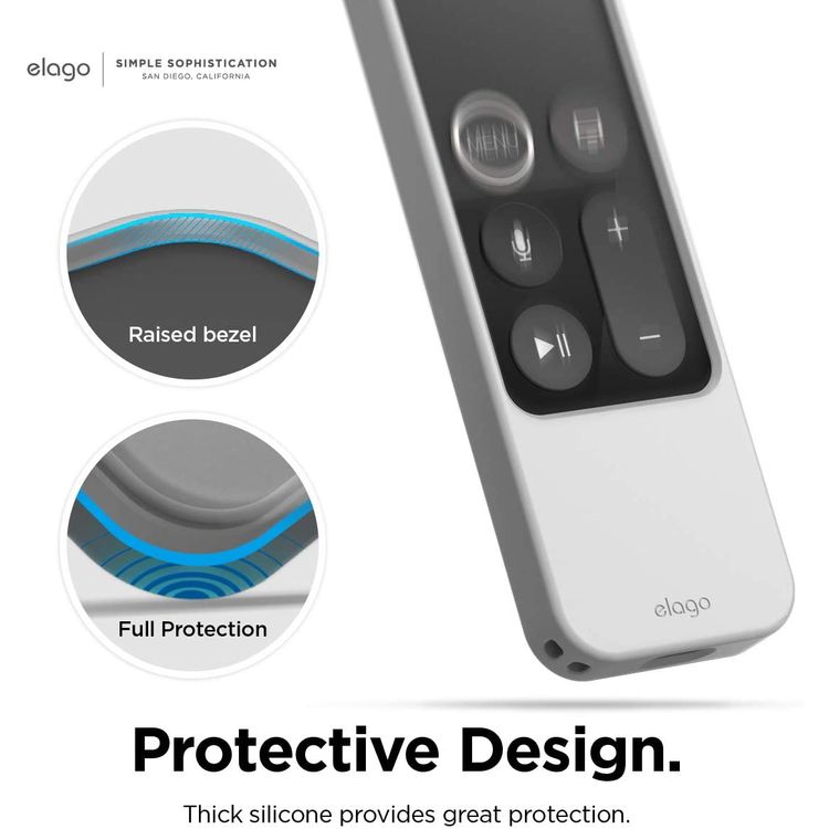 Elago R4 Retro Apple TV Remote Case with Apple TV Siri Remote 4K 5th / 4th Generation, Classic Controller Design [Non-Functional], Extra Protection, Lanyard Included Light Grey