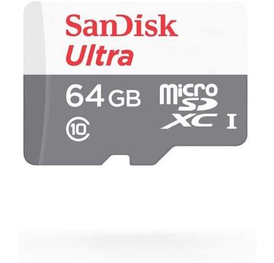 SanDisk 64Gb Ultra Microsdxc + Sd Adapter 100Mb/S Class 10 Uhs I Sdsqunr 064G Gn3Ma, SDSQUNR 064G GN3MA - White