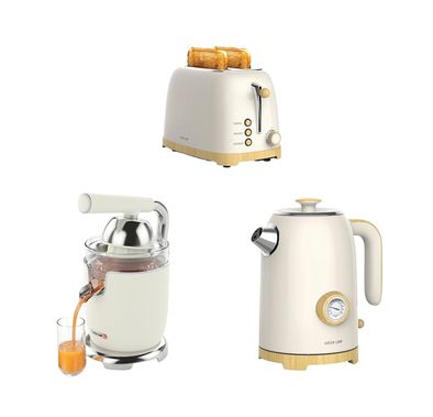 Green Lion 3-in-1 Kitchen Set (Kettle, Juicer & Toaster), 2 Bread Slots Toaster Capacity, 815W Toaster Power, 400mL Juicer Capacity, 170W Juicer Power, 1.7L Kettle Capacity, 2200W Kettle Power - Beige