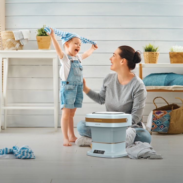 Green Lion Portable 6L Washing Machine, UK Plug, Compact & Portable, 36W Power, Drain Function, 3 Working Modes, One Touch Start - Blue
