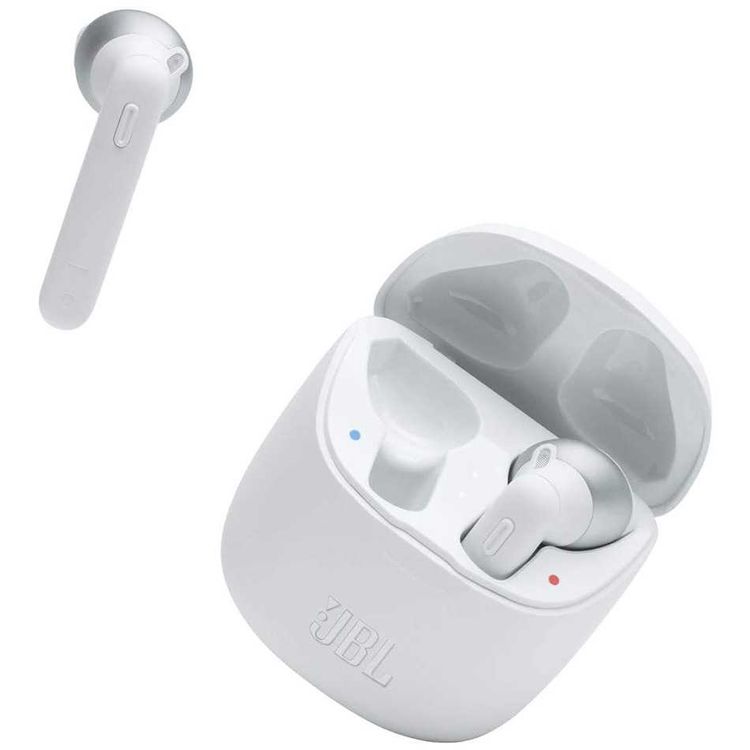 JBL T225 True Wireless Earbud Headphones, Pure Bass Sound, Bluetooth, 25-hours Battery Life, Dual Connect, Native Voice Assistant - White