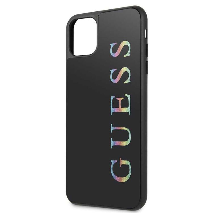 CG MOBILE Guess Multicolor Logo PC/TPU Glitter Case Compatible with iPhone 11 Pro, Soft TPU, Falls & External Impact Protection, Scratch Resistant, Officially Licensed - Black