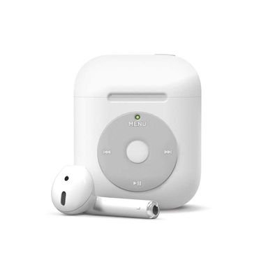 Elago AW6 Case Designed Compatible for Apple AirPods 1 & 2 Generation, Classic Music Player Design, Scratch Resistant, Drop Resistant, Dustproof and Absorbing Protective Cover - White