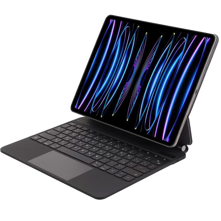 Levelo AeroBoard Saffanio Leather Wireless Keyboard for iPad Pro 12.9" & iPad Air 13" M3 (2025) with Multi-Gesture Trackpad, 300 Hours Standby Time, Up to 130° Adjustable Angle - Black