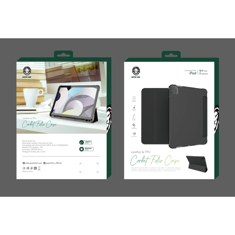 Green Lion Leather & TPU Folio iPad Case