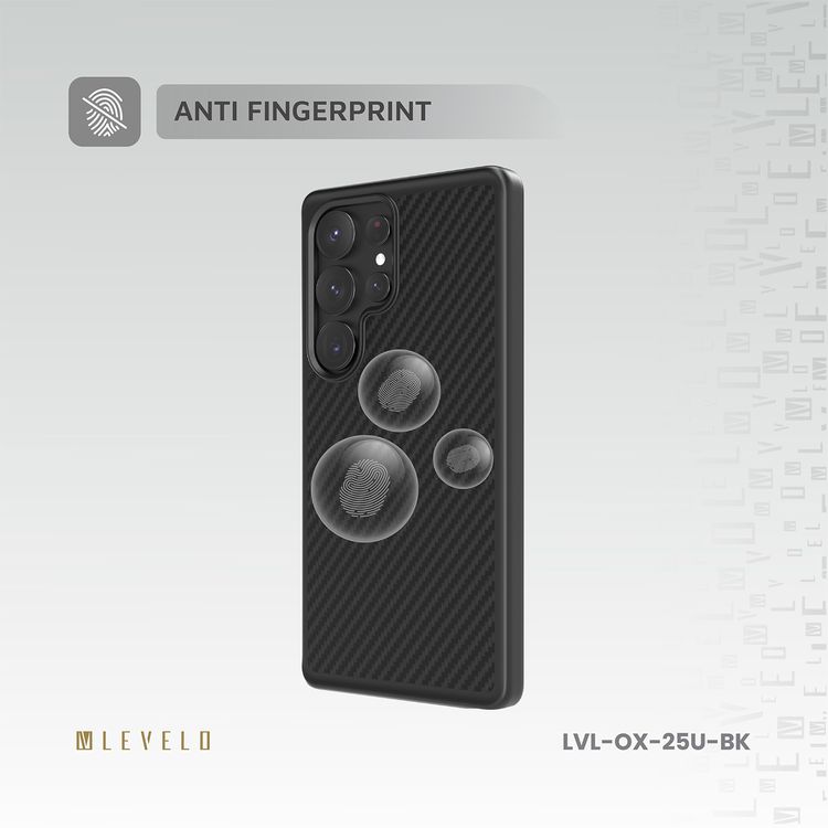 Levelo Ox Carbon Case for Samsung S25 Ultra, MagSafe Compatible, Durable 600D Aramid Fiber Material, Anti Fingerprint, Premium Quality Guaranteed - Black