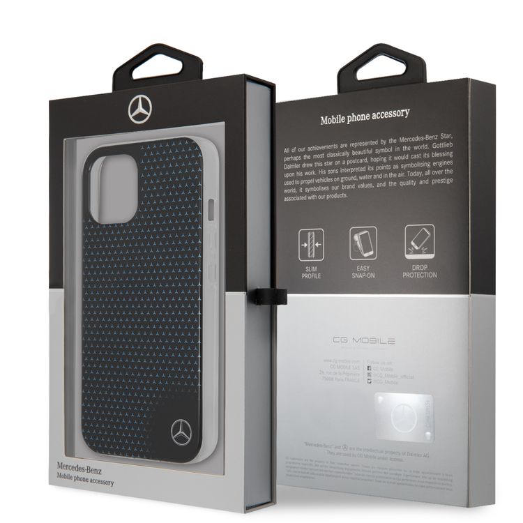 CG MOBILE Mercedes Benz 0PC/TPU Case with Black Stars Pattern Compatible for iPhone 13 (6.1") Anti-Scratch, Easy Access to All Ports, Drop Protection & Shock Absorption