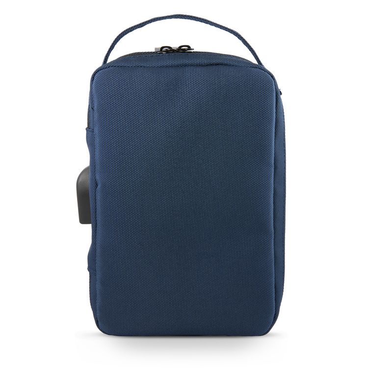 U.S.Polo Assn. Nylon Tablet Bag for Electronic Accessories with USB Port, Mesh Pocket, Zipper Closure, Carrying Handles, Ample Space, Lightweight, Easy to Carry - Navy Blue