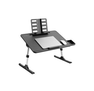 Multi Functional Bed Table All-in-One Bedside Desk: iPad Groove, Storage & Reading Stand.