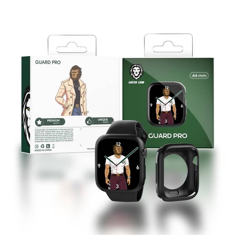 Green Lion Stylin Guard Pro Case for Apple Watch 40mm with 360° Protection, Bubble Free, Scratch Proof, Water Resistant Material, Ultra-thin Double Layer, Hallow Back Design - Black
