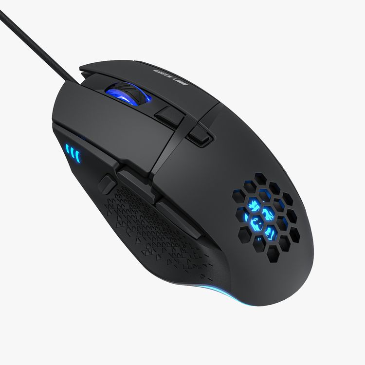 Green Lion G250 Gaming Mouse, Honeycomb & Ergonomic Design, 8 Programmable Buttons, Colorful Ambient Lighting, 7200 DPI Resolution, 3 Million Times of Click Lifespan - Black