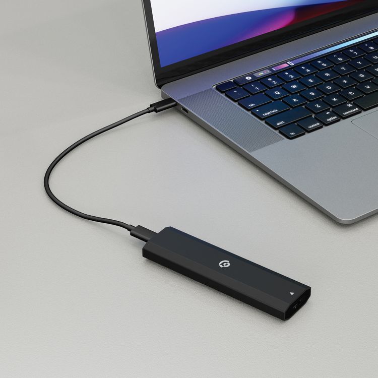 محرك أقراص SSD محمول ثنائي البروتوكول من Powerology بسعة 256 جيجابايت، معدل نقل سريع للغاية، سرعة قراءة 500 ميجابت في الثانية، ذاكرة قابلة للاستبدال، يدعم استبدال NVME، خفيف الوزن - أسود