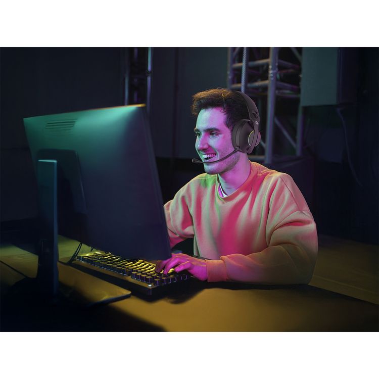 Porodo Gaming Triple-Mode Gaming Headphone with Noise-Canceling Microphone, 800mAh Battery Capacity, 2.4G & Bluetooth Wireless Connectivity, RGB Lights - Black
