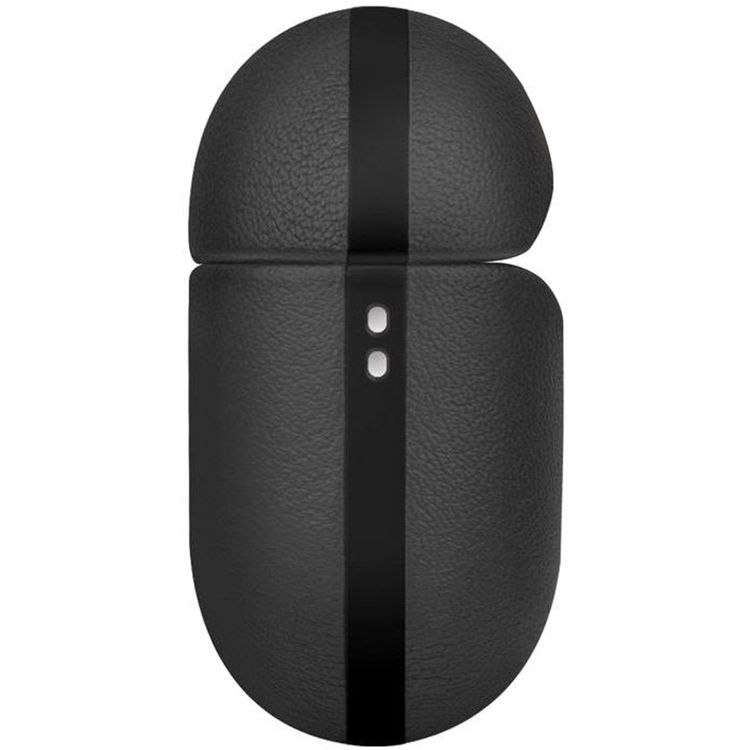 Uniq Terra Geniune Leather Airpod Case with Braided Wrist Strap, Wired and Wireless Charging, Inner Microfiber Lining - Dallas Black