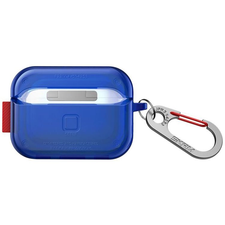 Skinarma Saido Case Compatible with both AirPods Pro 1st and 2nd Gen, Sturdy zinc-Alloy Hook Carabiner, Full 360º Protection that Covers Intire Case - Blue