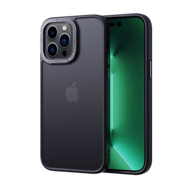 Comma Joy Elegant Metal Frame Anti-Shock Case for iPhone 14 Plus - Black