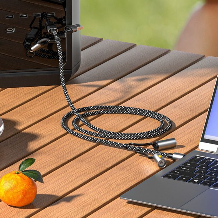 Green Lion 6-in-1 Charging Cable with 1.2m Cable Length, LED Light, Ignition, PD 60W, Charge & Sync, Steady - SOS Light Modes - Gray