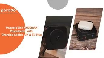 باور بانك بورودو ٥ في ١ في الإمارات العربية المتحدة | لوحة شحن لاسلكية - حماية مدمجة - لون أسود | (PD-PBFCH028-BK)