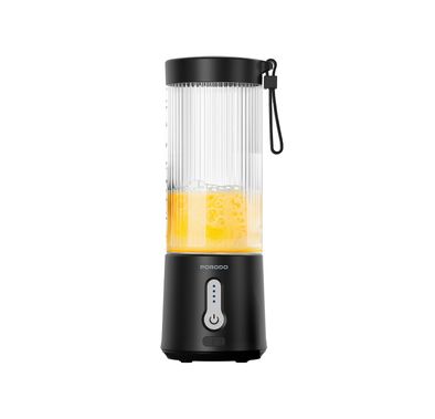 Porodo Lifestyle Powerful Portable Go-Blender with 20 Cups Working Time, 450mL Jar Capacity, 2000mAh ×2 Battery Capacity, 304 Stainless Steel, AS & ABS Material, Type-C Charging Port, 3 Hours Charging Time - Black