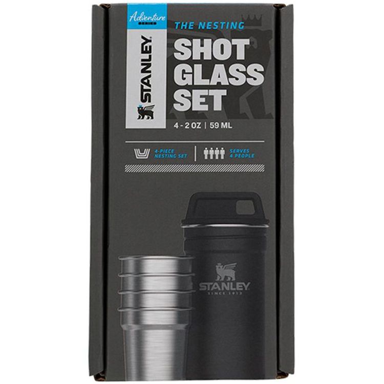 Stanley Adventure Nest Shot Glass Set Matt Black (4 x 59ml), Stackable, Dishwasher Safe - Black