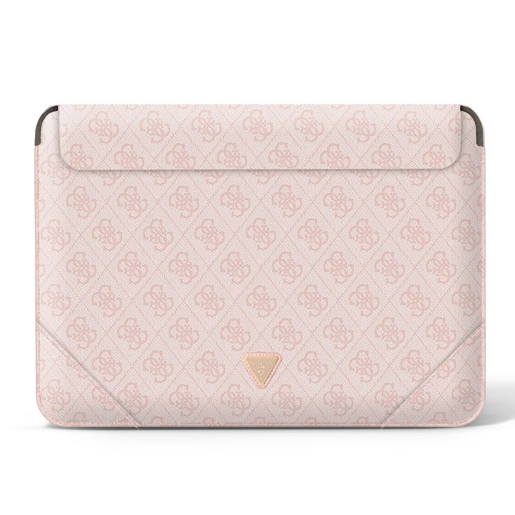 CG Mobile Guess GUCS16P4TP 4G Uptown PU Computer Sleeve with Metal Triangle Logo 16" Protection Bag for or Macbook / Laptop up to 16 inches, Suitable for Outdoor - Pink