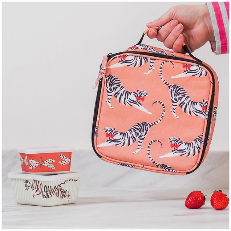 Yvonne Ellen Tiger Lunch Bag, Thick Thermal Insulation - Pink