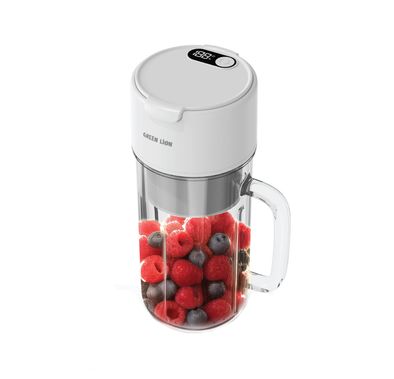 Green Lion Portable Blender Mug 2 with 400mL Mixing Capacity, 10-15 Uses per Charge Cycle, 55W Power, IPX6 Waterproof, 10 Powerful Blades, LED Display - White
