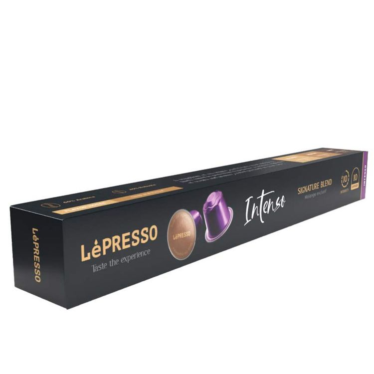LePresso Aluminum Capsules for Nespresso with 10-Level Coffee Intensity, 60% Arabica 40% Robusta, 	 Deep & Robust, Dark Roast Level, 10 Capsules Included - Cobalt Violet