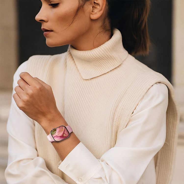 Green Lion Communicate Smart Watch with 2.07" IPS Dispaly, 380mAh Battery Capacity, Wireless Charging, AI Voice Assistant, 1GB Flash, 3-5 Days Working Time - Rose Gold