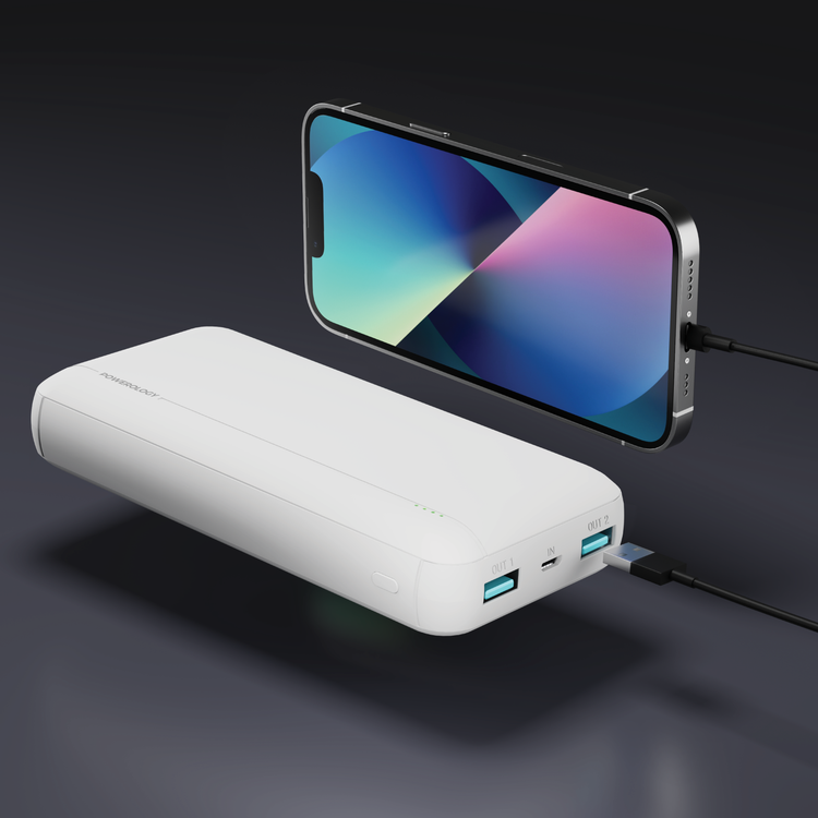 Powerology 20000mAh Quick Charging Power Bank - White