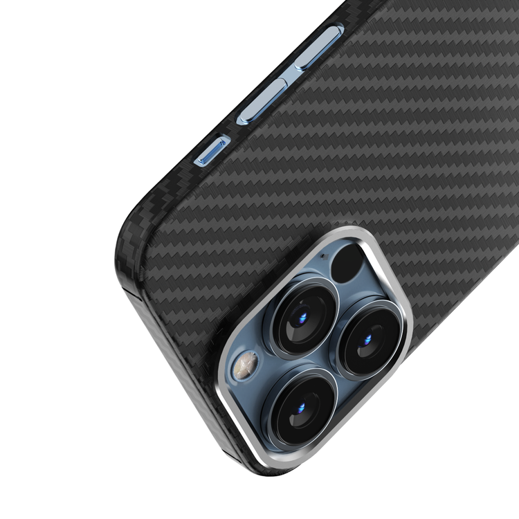 Green Lion iPhone 13 Pro Case Carbon with Metal Camera Ring Compatible for iPhone 13 Pro - Blue