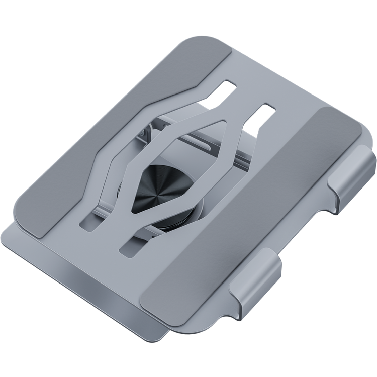 Porodo Zelo 360° Rotatable Tablet Holder with Foldable Design, Universal Device Compatibility, Rotating Joints, Multi-Angle Adjustment, Anti-Slip Base, Easy to Carry, Silicone Grips - Gray 