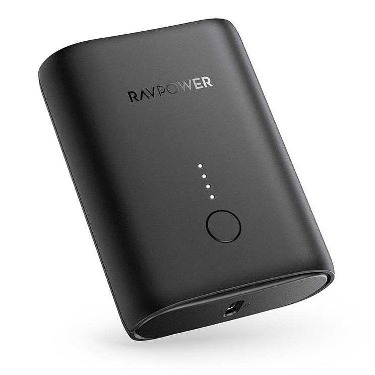 RAVPower 2-Port PD Pioneer Mini Power Bank 10000mAh 18W with Overcharging Protection - QC Fast Charging Portable Charger Powerbank - Compact Size Design - Black