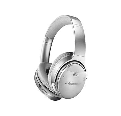 Bose Wireless Bluetooth Headphones with Active Noise Canceling, NFC, 20 Hours Playtime, 2 Hours Charging Time, Bluetooth & 3.5mm 1.2m Audio Cable Connectivity, 2400 to 2483.5 MHz Frequency, 90° Earpiece Swivel, 20dB Bluetooth Transmitter Power, 30.5cm Micro-USB Charging Cable, LED Indicator - Silver
