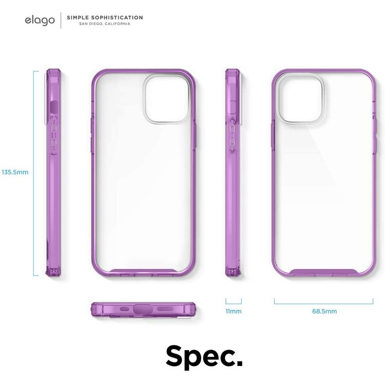 Elago Hybrid Case Compatible for iPhone 12/12 Pro (6.1"), Shock Absorbing Case Suitable Wireless Charging, Screen & Camera Protection - Lavender