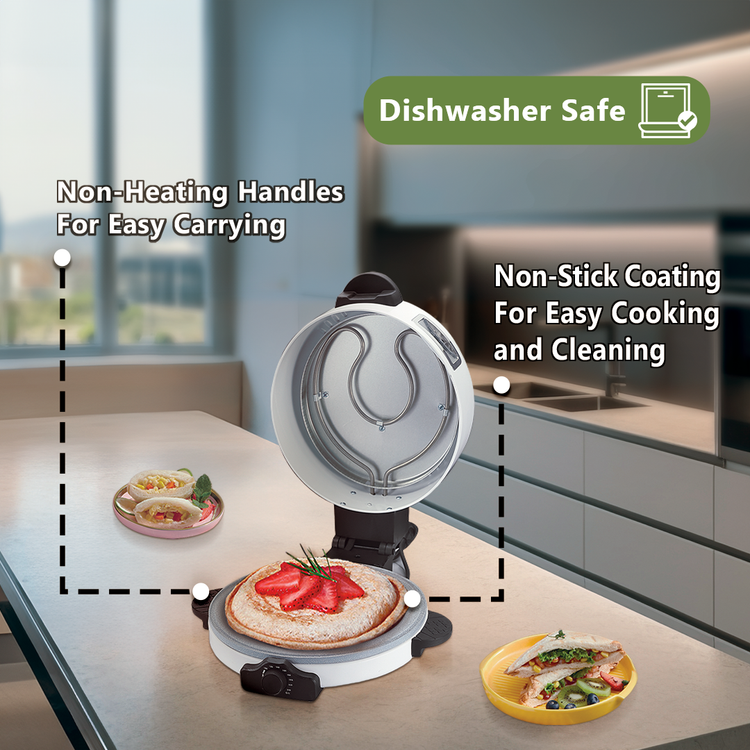 Green Lion Classic Bread Maker with Aluminum Alloy & Stainless Steel Material, 1.5m Power Cord, 100-240°C Temperature Control, Non-Stick Coating Plate, Dishwasher Safe – White